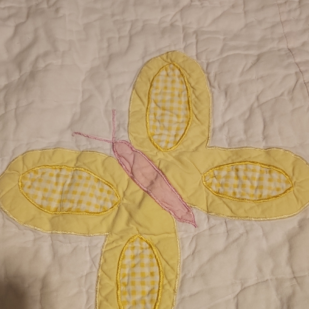 Pottery Barn Kids Quilt With Butterflies & Flowers with 2 Shams - Picture 3 of 15